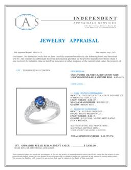 18K White Gold Setting with 1.01ct Sapphire and 0.50ct Diamond Ladies Ring