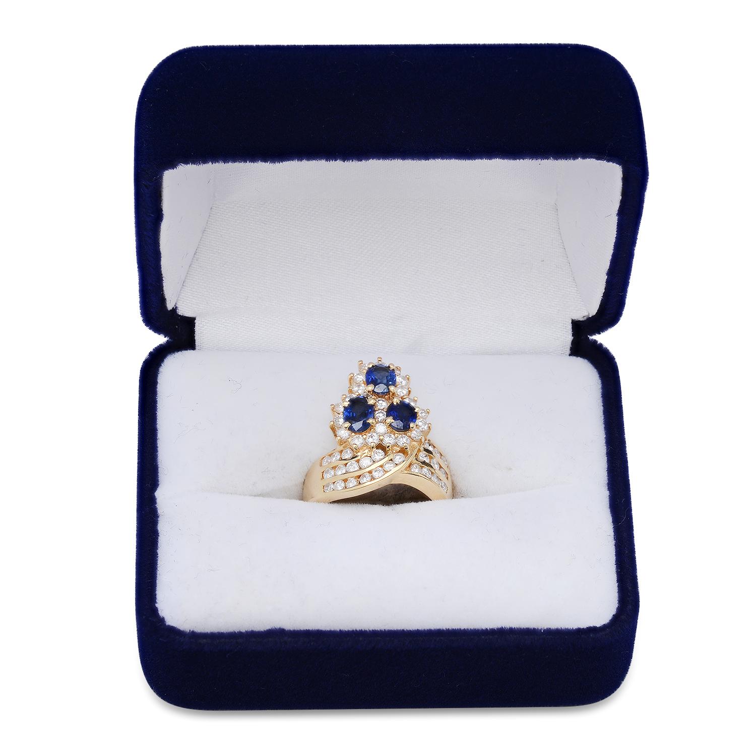 18K Yellow Gold Setting with 1.61ct Sapphire and 1.15ct Diamond Ladies Ring