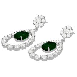 14k White Gold 5.91ct Emerald 7.10ct Diamond Earrings