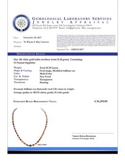 14k White Gold 30.38ct Sapphire 1.01ct Diamond Necklace
