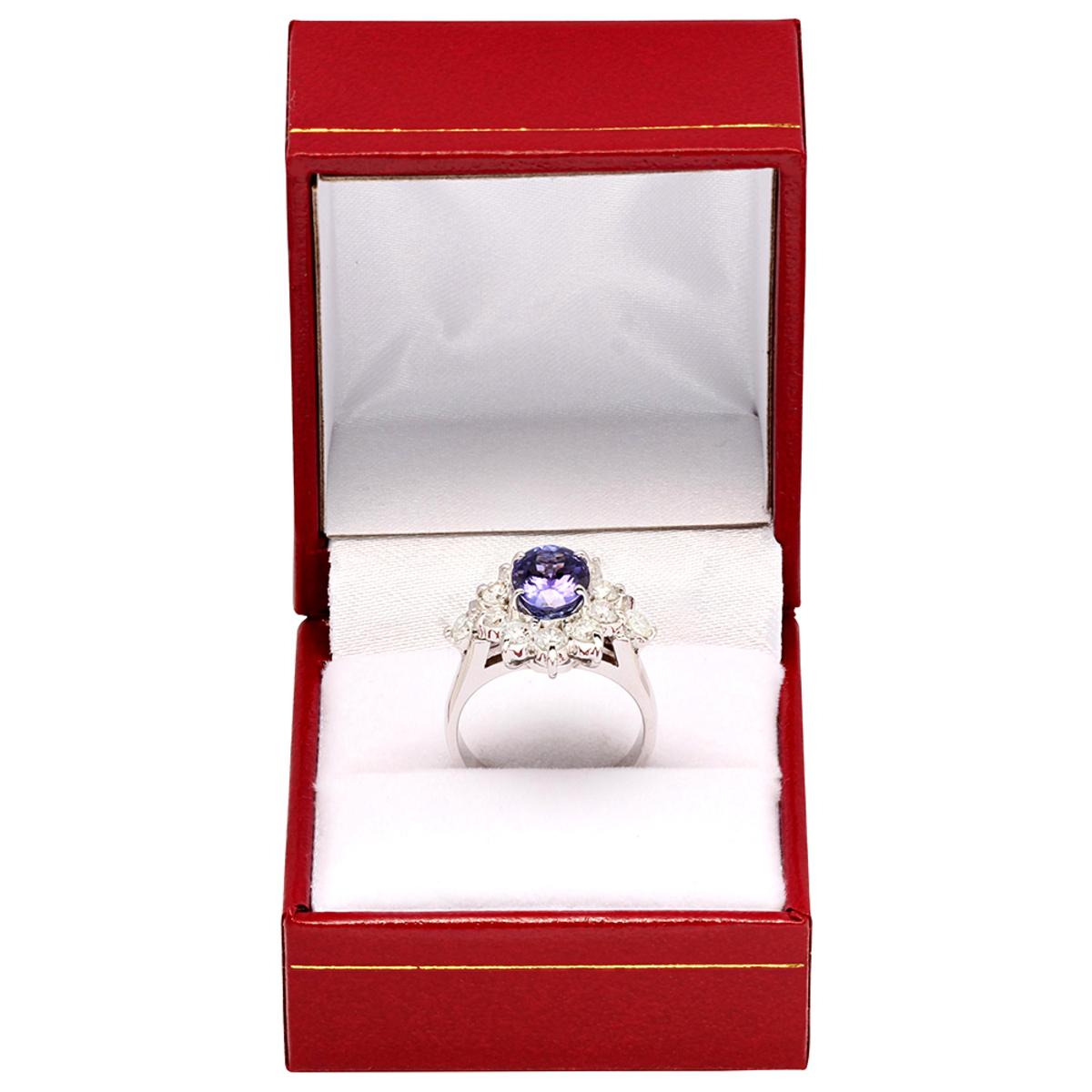 14k White Gold 2.47ct Tanzanite 1.30ct Diamond Ring