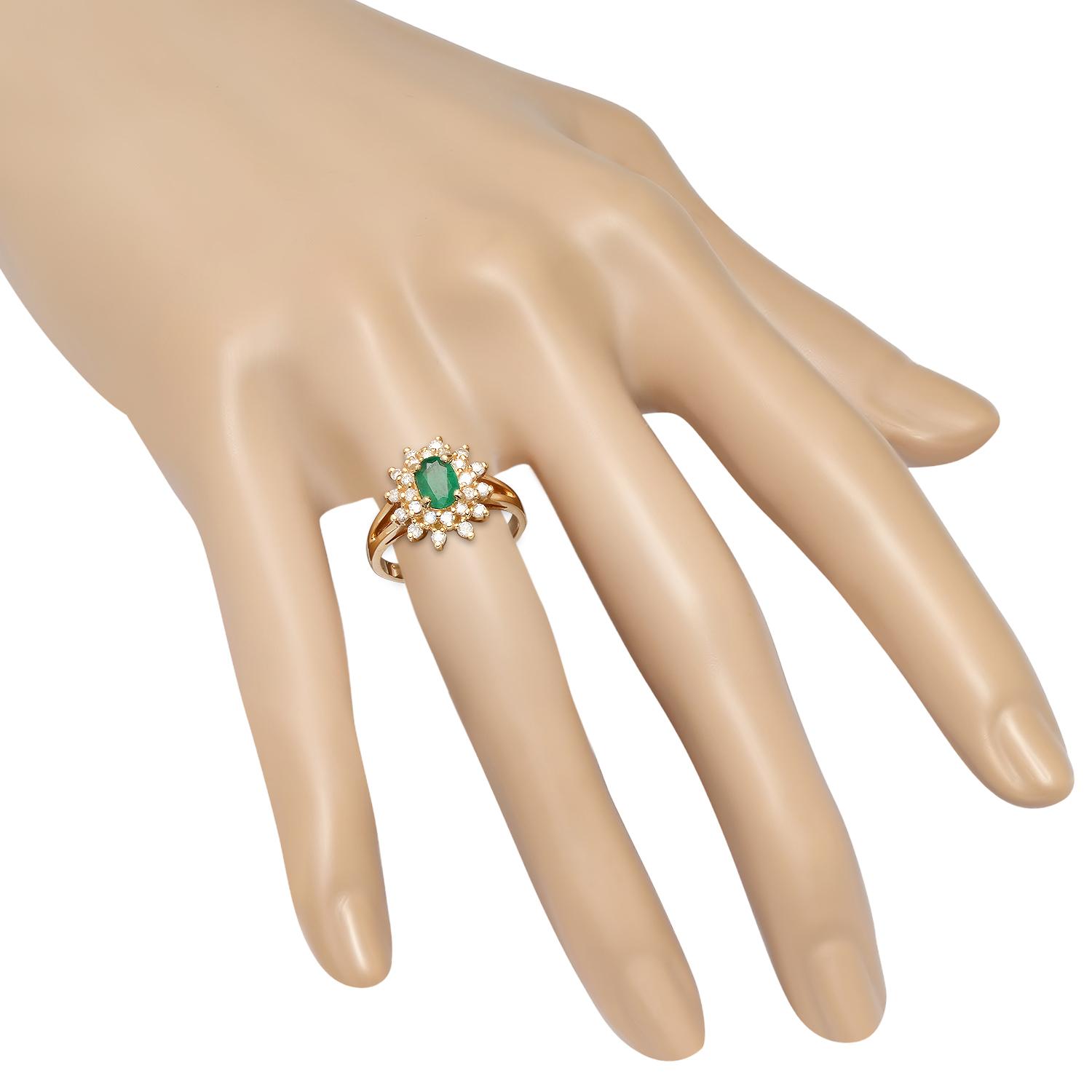 14K Yellow Gold Setting with 0.65ct Emerald and 0.30ct Diamond Ring