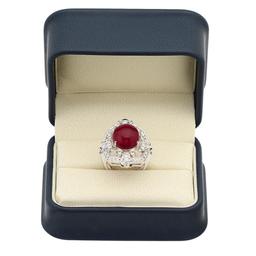 14K White Gold 14.68ct Ruby and 1.10ct Diamond Ring