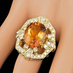 14K Yellow Gold 9.25ct Citrine and 2.59ct Diamond Ring