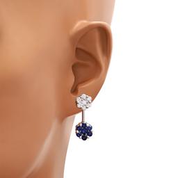 14K White Gold Setting with 0.60ct Sapphire and 0.50ct Diamond earrings