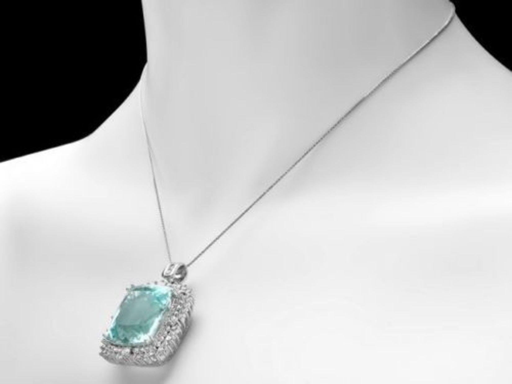 14K Gold 38.19ct Aquamarine 3.51ct Diamond Pendant