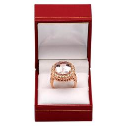 14k Rose Gold 10.96ct Kunzite 1.82ct Diamond Ring