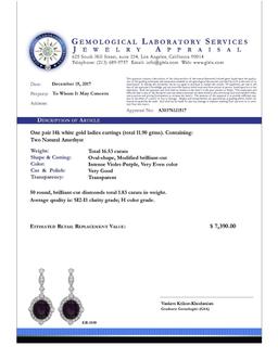 14k White Gold 16.53ct Amethyst 1.83ct Diamond Earrings