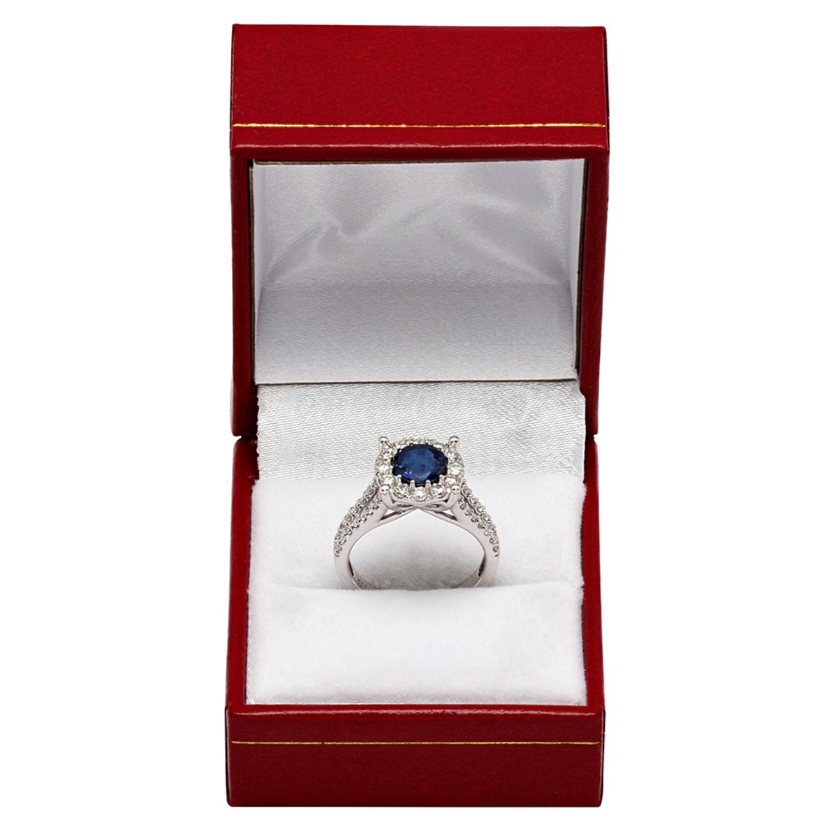 14k White Gold 1.21ct Lab Created Sapphire 1.24ct Diamond Ring