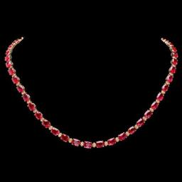 14K Yellow Gold 43.25ct Ruby and 1.15ct Diamond Necklace