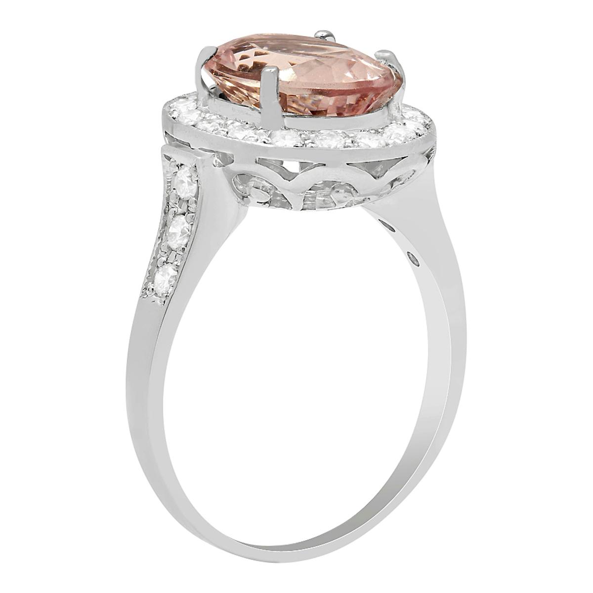 14k White Gold 2.68ct Morganite 0.56ct Diamond Ring