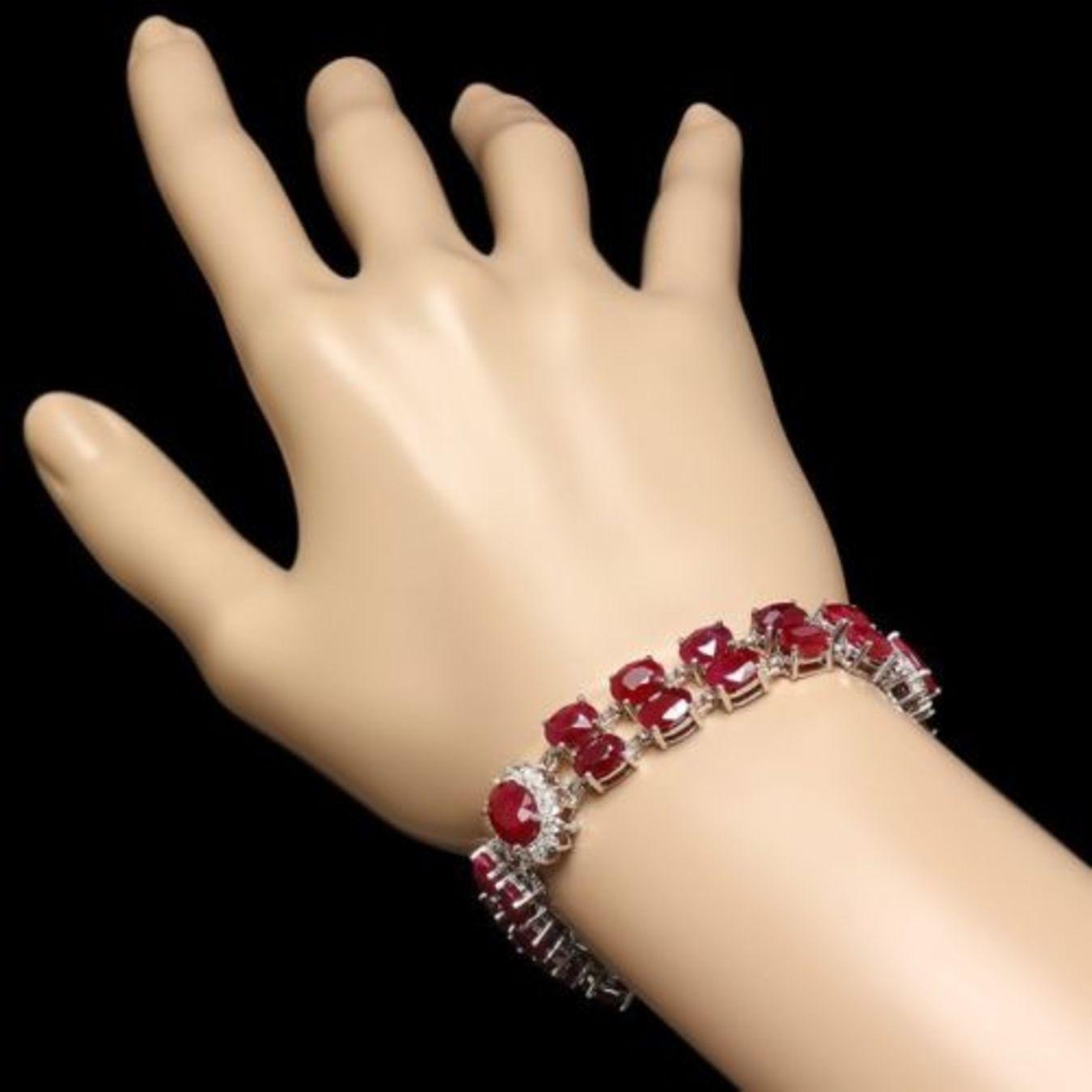 14K Gold 42.78ct Ruby 1.61ct Diamond Bracelet