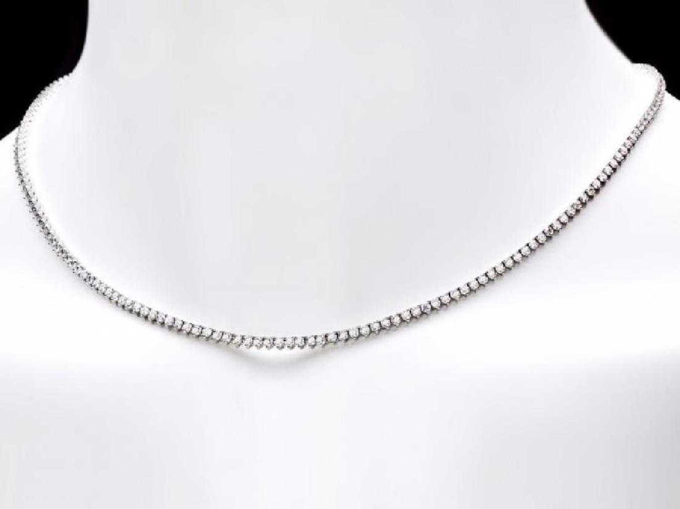 14K White Gold and 5.97ct Diamond Necklace