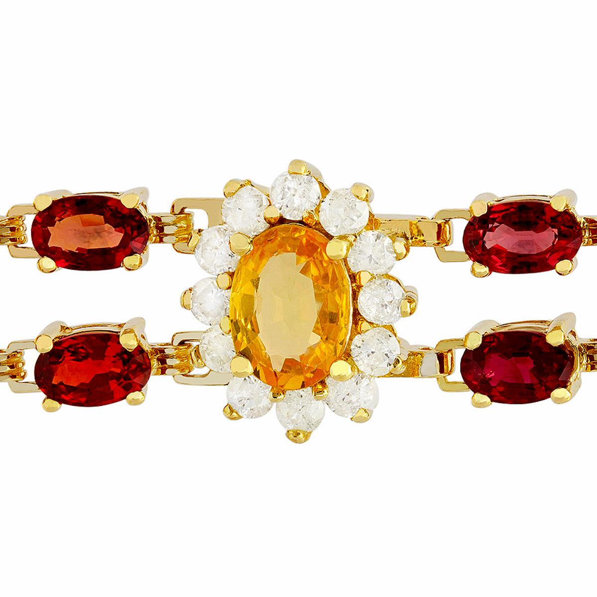 14k Yellow Gold 16.13ct Sapphire 1.81ct Diamond Bracelet