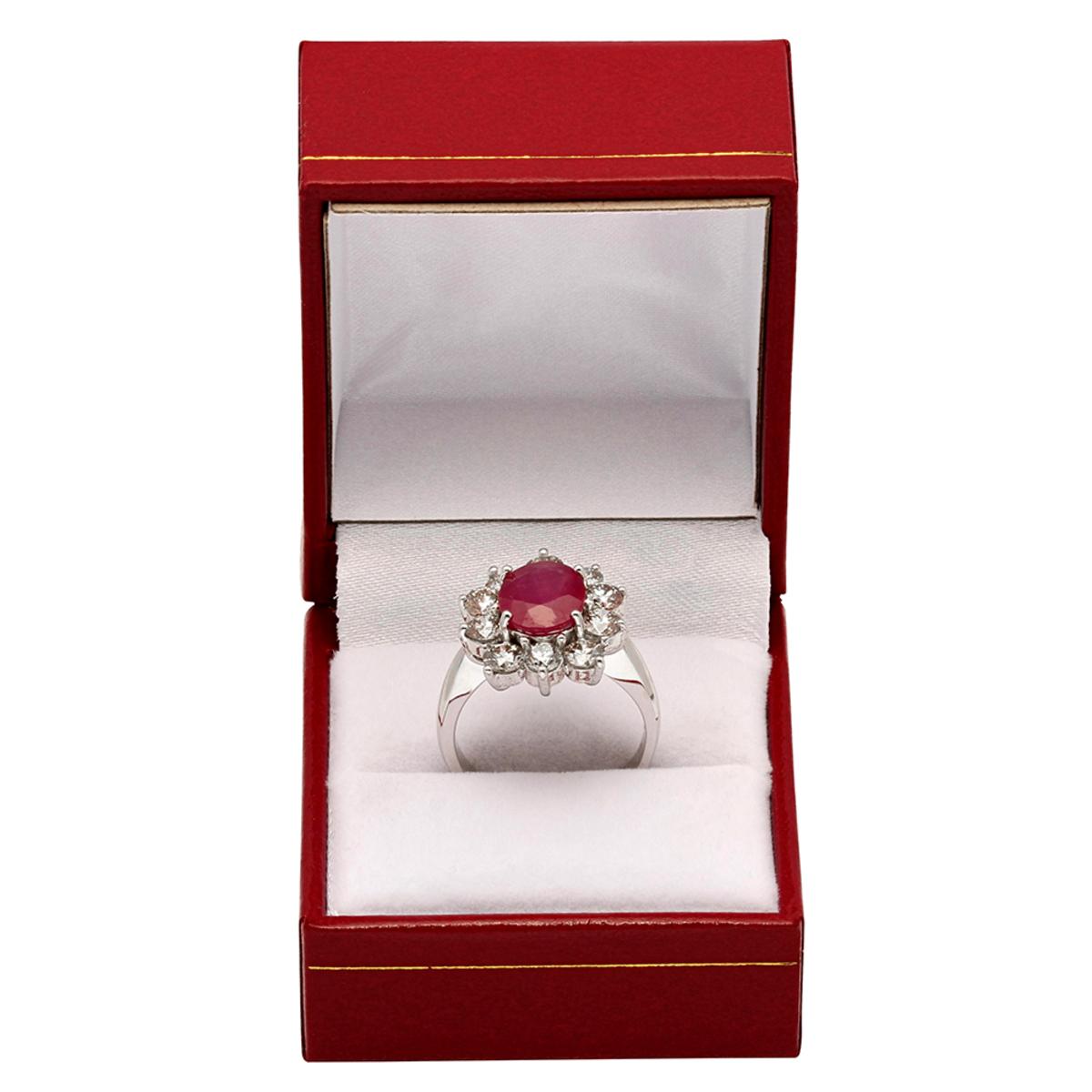 14k White Gold 2.86ct Ruby 2.18ct Diamond Ring