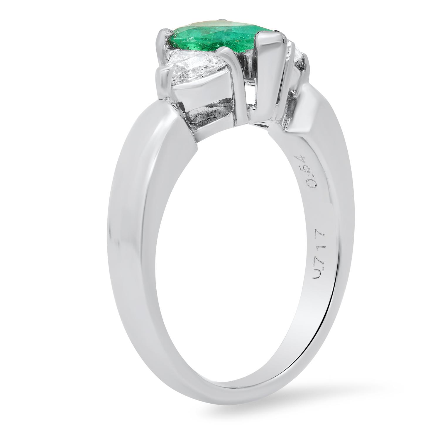 Platinum Setting with 0.98ct Emerald and 0.54ct Diamond Ring