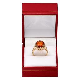 14k Yellow Gold 4.68ct Citrine 1.15ct Diamond Ring