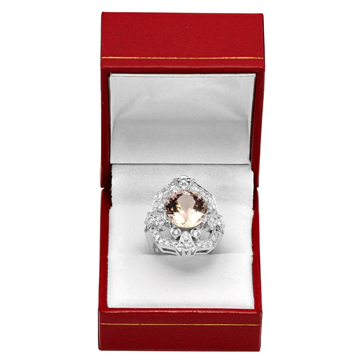 14k White Gold 7.16ct Morganite 1.21ct Diamond Ring