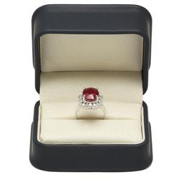 14K White Gold 7.07ct Ruby and 1.15ct Diamond Ring