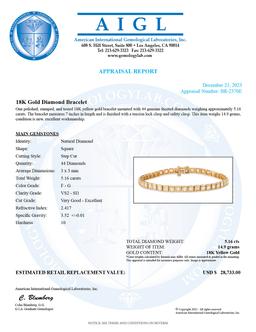 18K Yellow Gold Setting with 5.16ct Diamond Bracelet