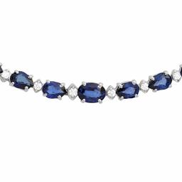 14k White Gold 23.90ct Sapphire 1.09ct Diamond Necklace