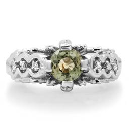 18K White Gold Setting with 1.17ct Green Sapphire and 0.33ct Diamond Ring