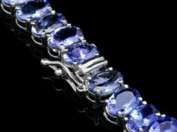 14K White Gold 52.80ct Tanzanite and 1.75ct Diamond Necklace