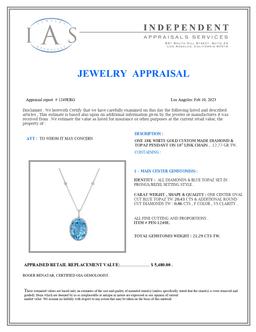 18K White Gold Setting with 20.43ct Blue Topaz and 0.86ct Diamond Pendant