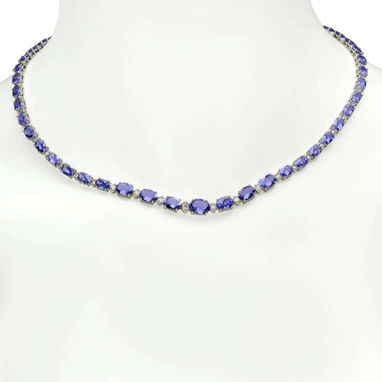 14K Gold 23.76ct Tanzanite 0.99ct Diamond Necklace