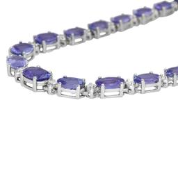 14K Gold 23.76ct Tanzanite 0.99ct Diamond Necklace