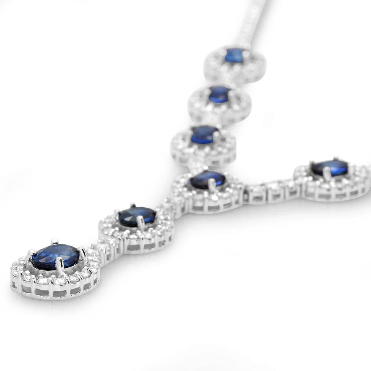 14K Gold 5.33ct Sapphire 5.70cts Diamond Necklace