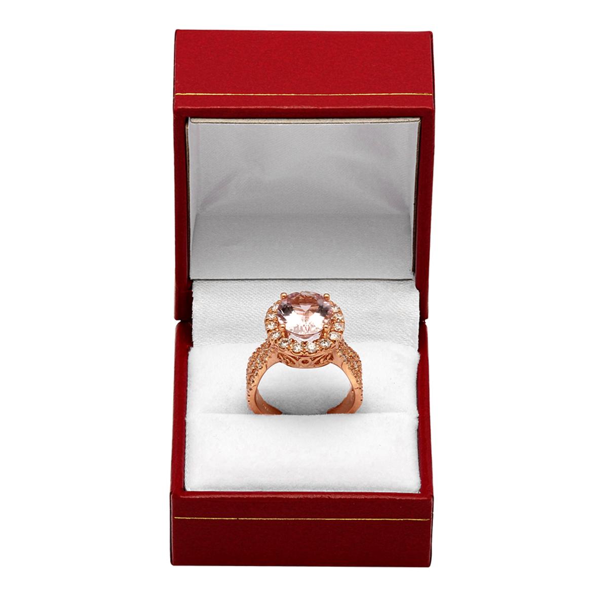 14k Rose Gold 3.87ct Morganite 1.41ct Diamond Ring