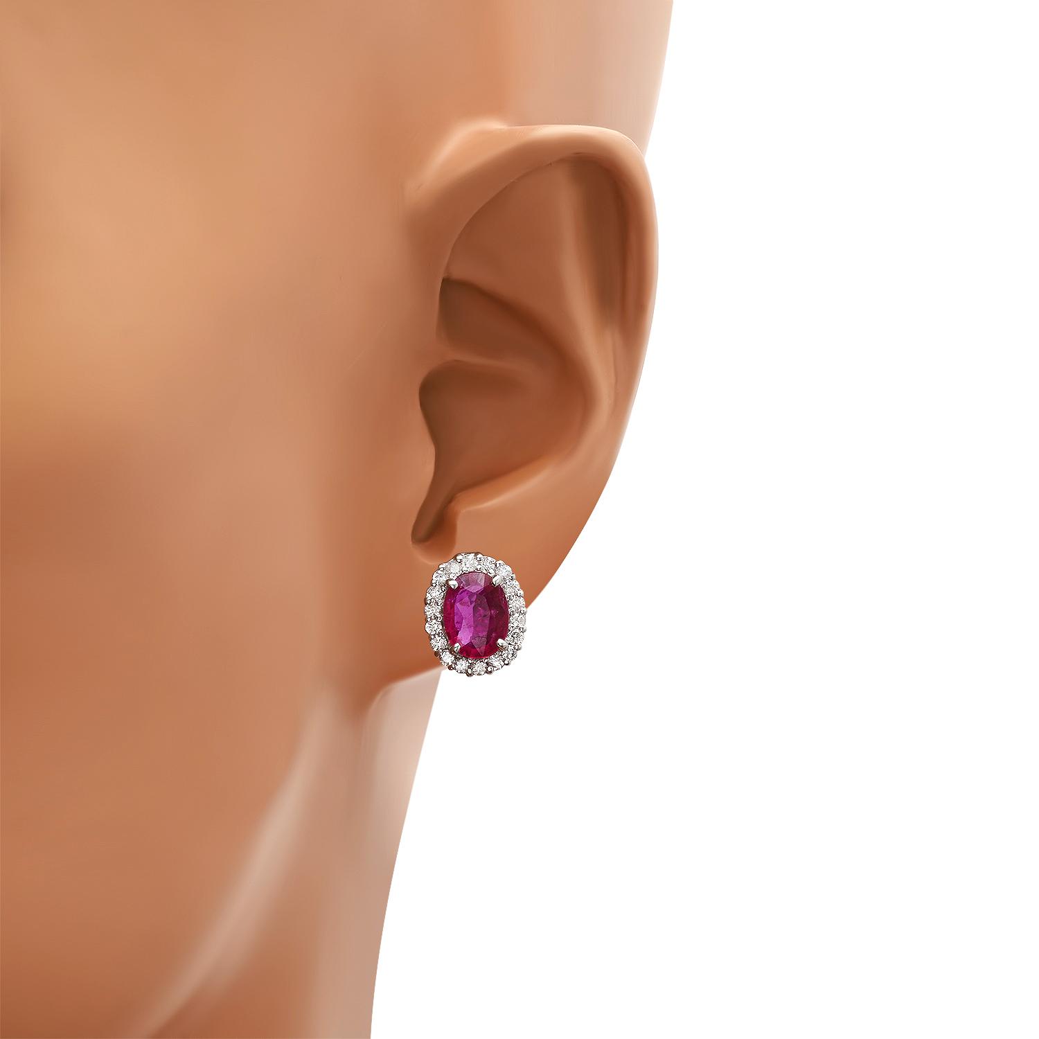 18K White Gold Setting with 2.04ct Ruby and 0.50ct Diamond Earrings