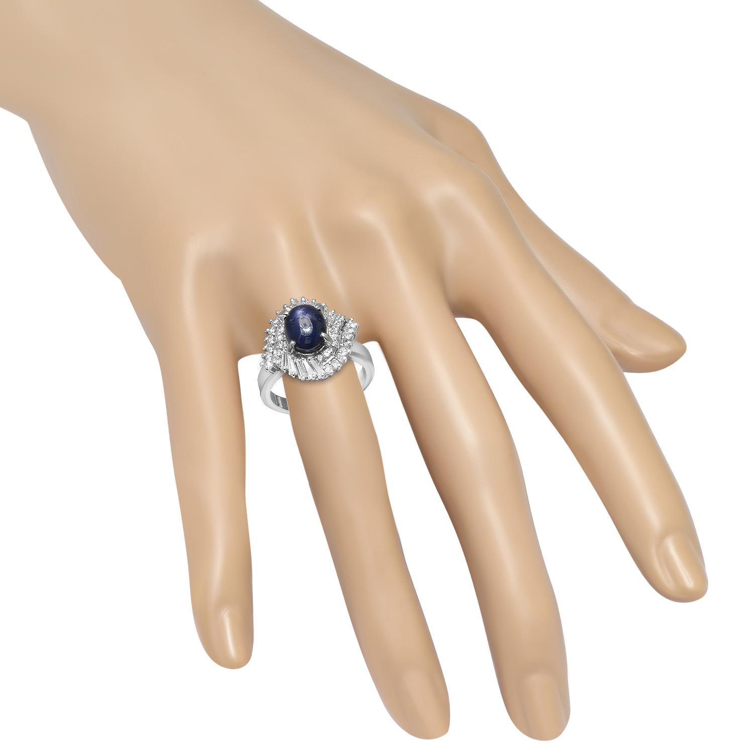 Platinum Setting with 4.9ct Sapphire and 0.87ct Diamond Ladies Ring