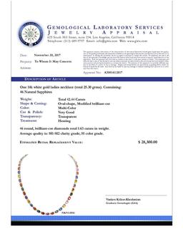 14k White Gold 42.44ct Sapphire 1.63ct Diamond Necklace