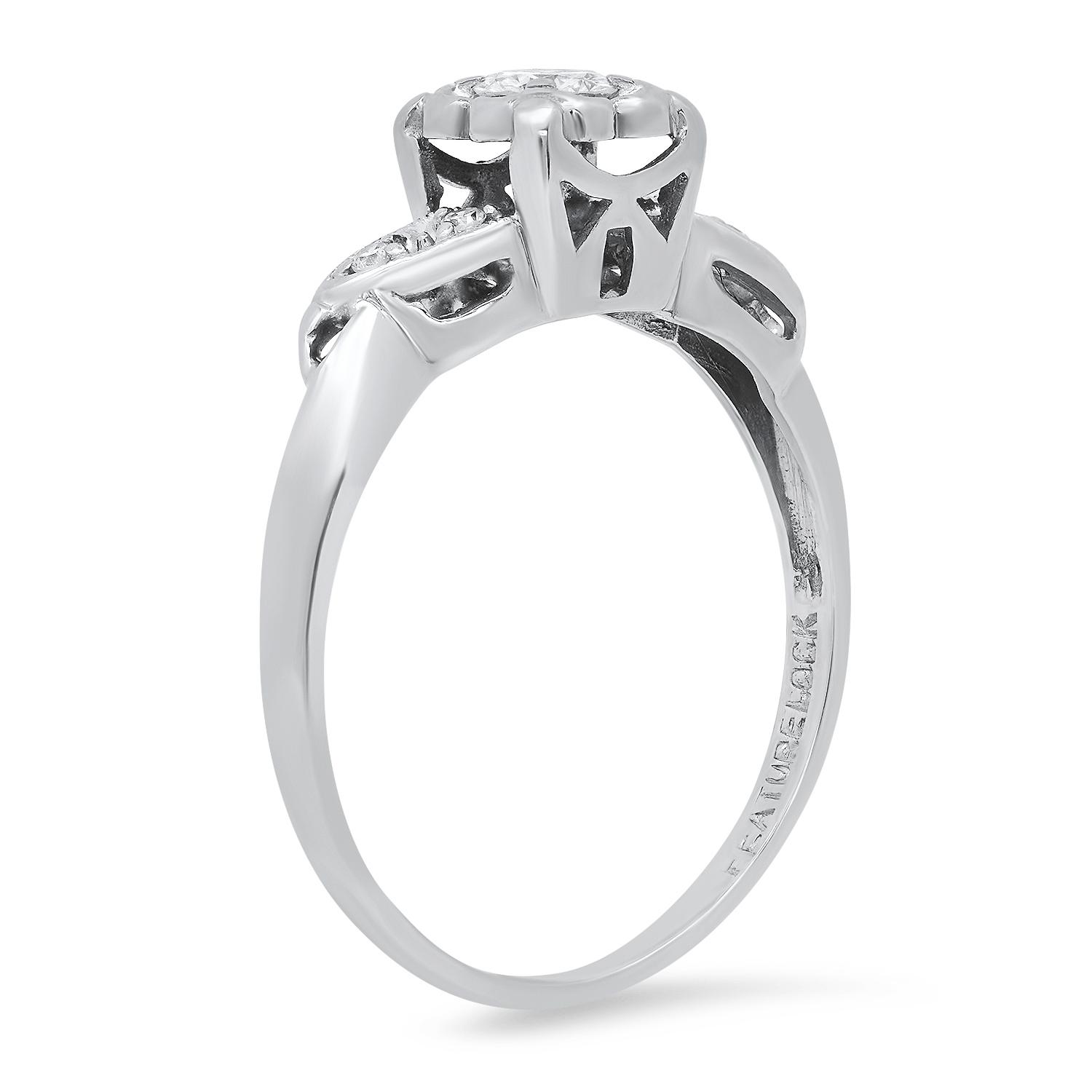 14K White Gold Setting with 0.31ct Diamond Ladies Ring