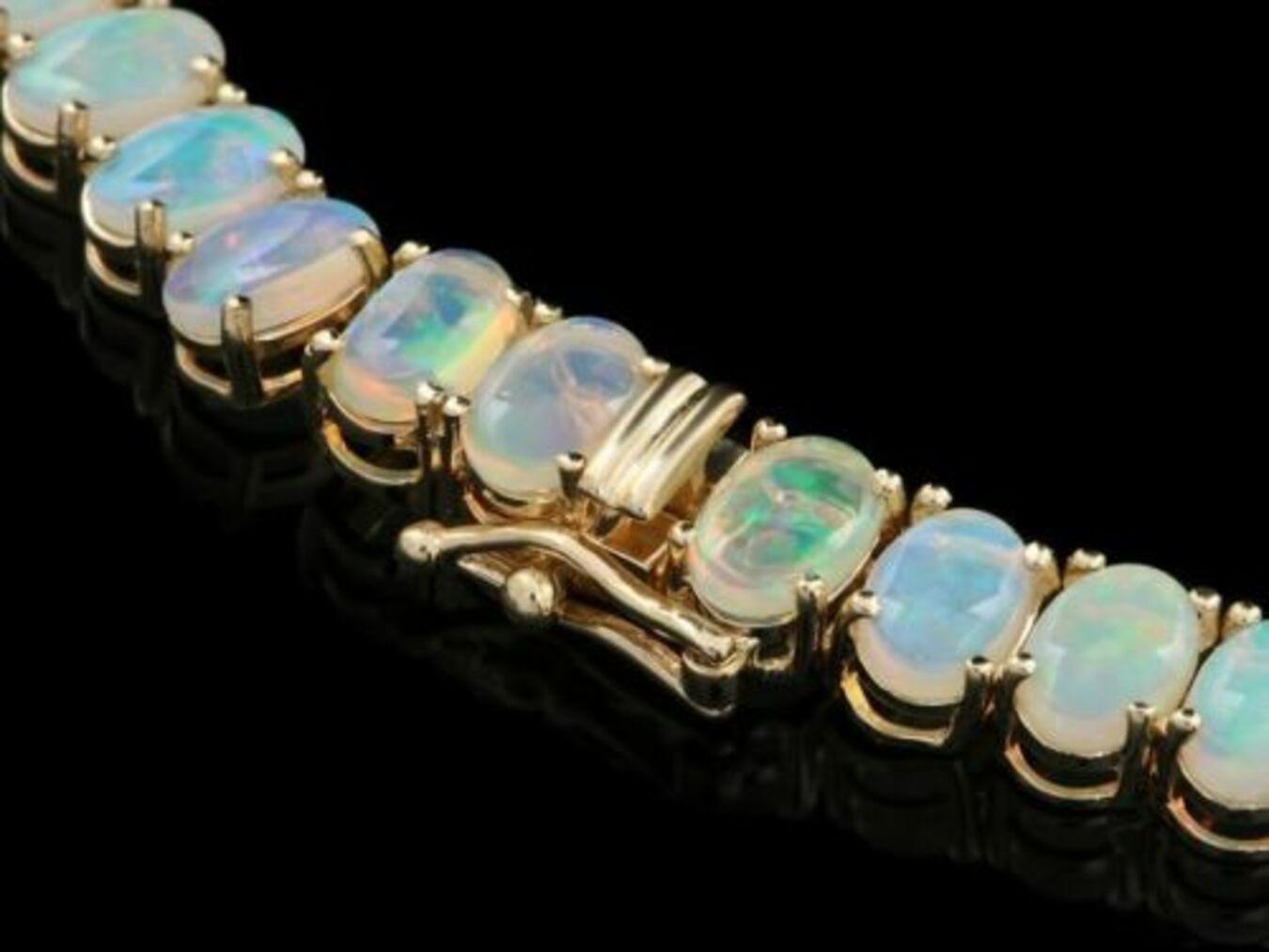 14K Yellow Gold 26.25ct Opal and 1.20ct Diamond Necklace