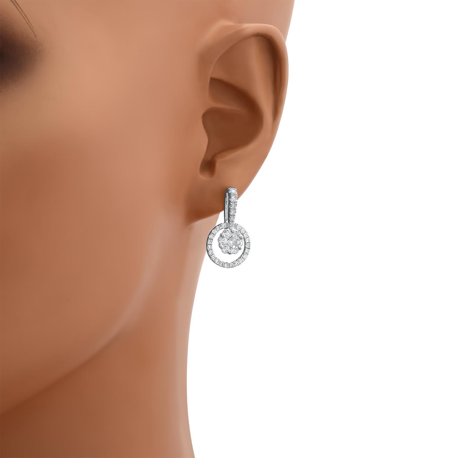 18K White Gold Setting with 0.93ct Diamond Ladies Earrings