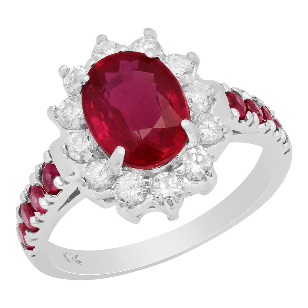 14k White Gold 2.88ct & 0.46ct Ruby 0.57ct Diamond Ring