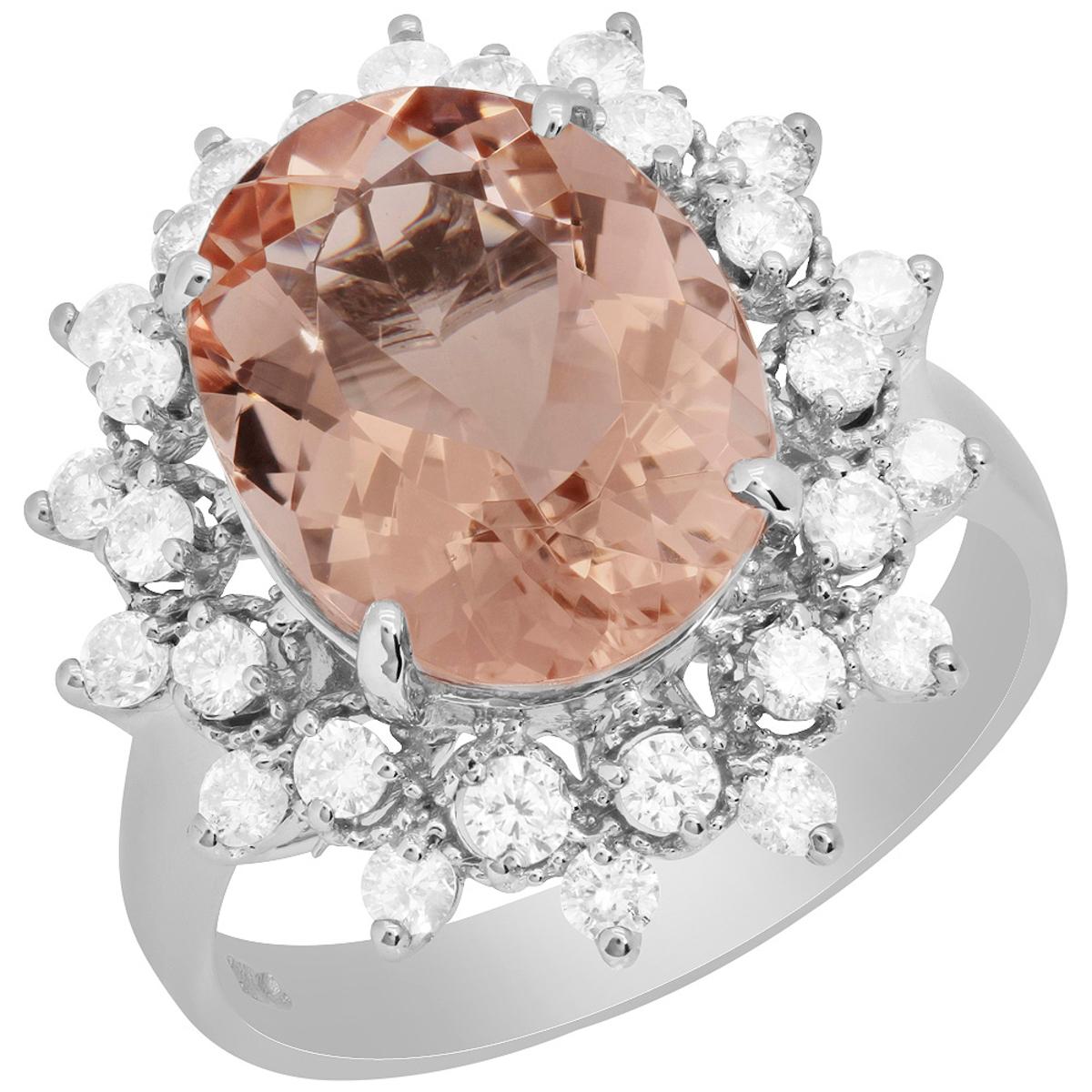 14k White Gold 4.71ct Morganite 0.73ct Diamond Ring