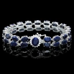 14K Gold 53.81ct Sapphire 0.59ct Diamond Bracelet