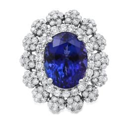 14K White Gold Setting with 7.54ct Tanzanite and 2.21ct Diamond Ladies Ring