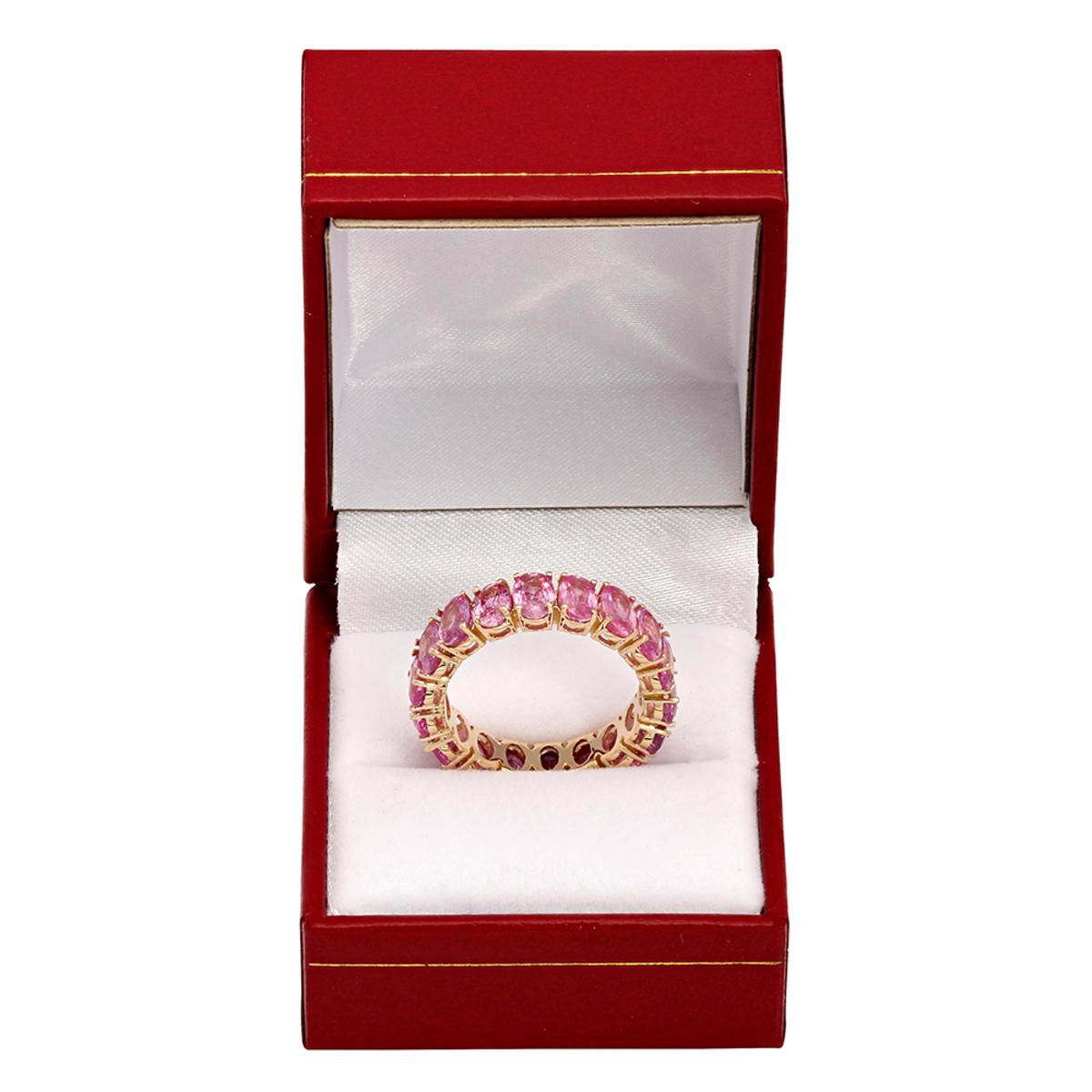 14k Yellow Gold 12.60ct Pink Sapphire Eternity Band Ring