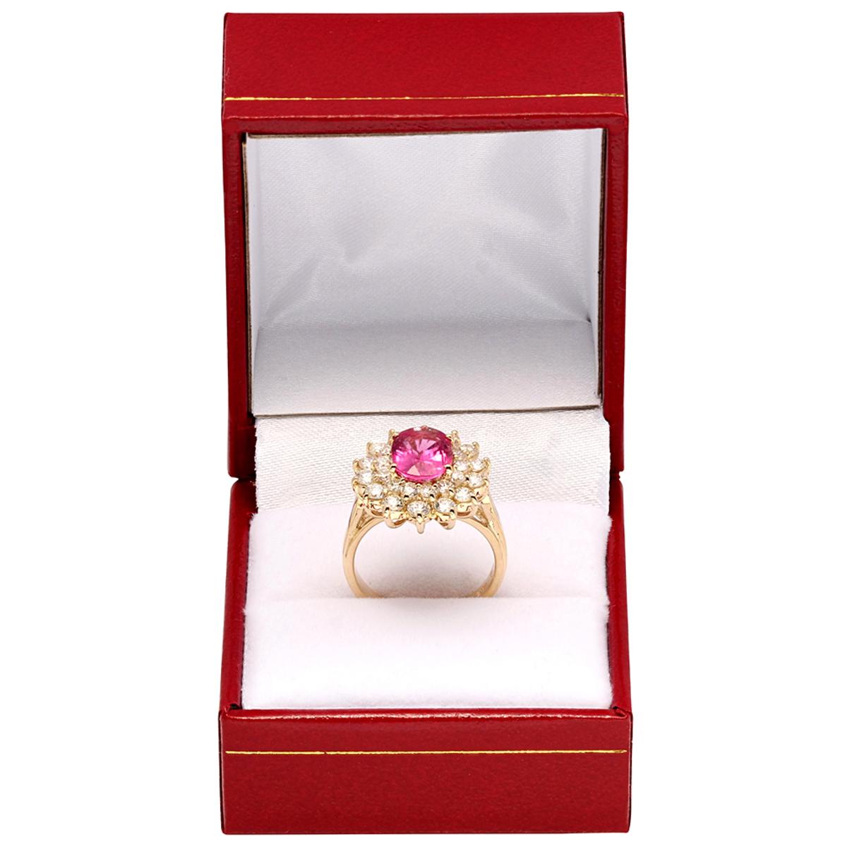 14k Yellow Gold 1.82ct Pink Tourmaline 1.49ct Diamond Ring