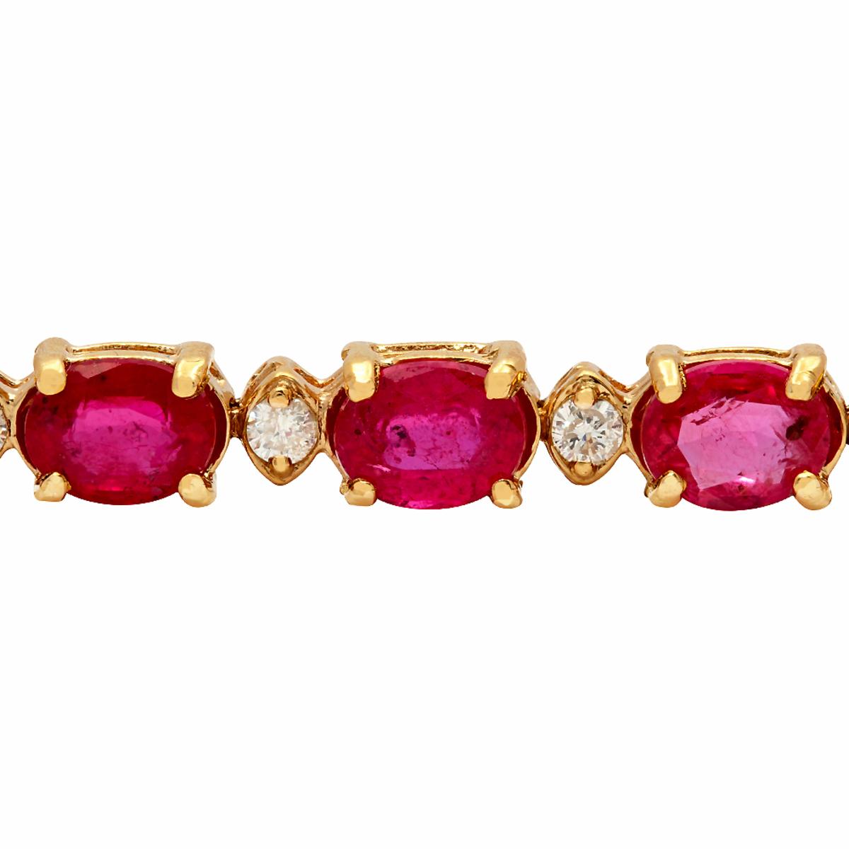 14k Yellow Gold 9.91ct Ruby 0.70ct Diamond Bracelet