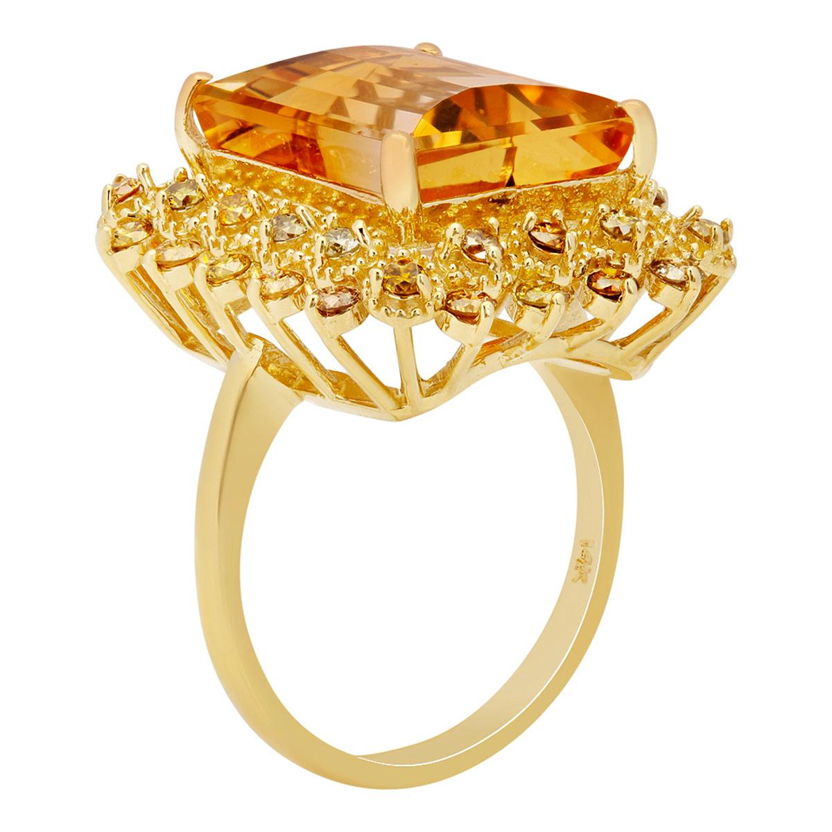 14k Yellow Gold 9.22ct Citrine 1.01ct Diamond Ring