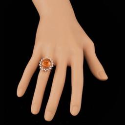 14K Rose Gold 5.72ct Citrine and 0.78ct Diamond Ring