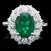 14K White Gold 3.17ct Emerald and 1.86ct Diamond Ring