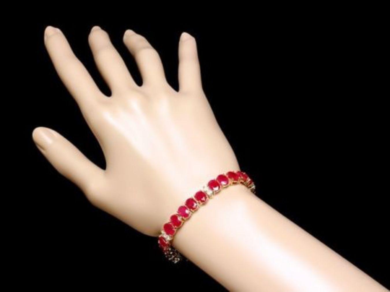 14K Gold 29.69ct Ruby 1.21ct Diamond Bracelet