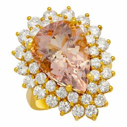 14k Yellow Gold 6.91ct Morganite 2.71ct Diamond Ring